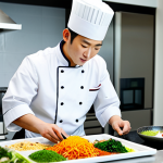 **

A professional chef in traditional Korean chef attire (fully clothed, appropriate attire), preparing a vibrant and colorful bibimbap in a well-lit, modern kitchen setting. Focus on the fresh ingredients and meticulous arrangement. Safe for work, perfect anatomy, natural proportions, professional food photography, high quality, family-friendly.

**