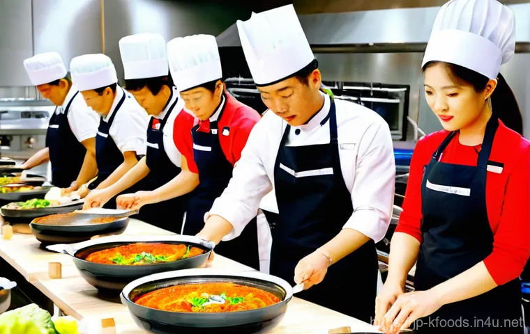 한식조리기능사 자격증과 요리대회 준비 - **A focused student mastering Korean cuisine:** A young adult, dressed in a clean, white chef's jack...