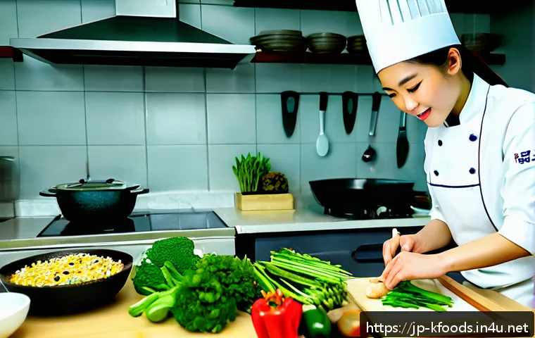 한식조리기능사 실기 주요 중점 사항 - A professional Korean cooking exam setting showing a clean, well-organized kitchen workspace with a ...